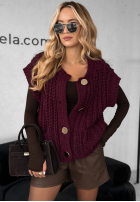 Krátka sweterkowa Vesta z guzikami Autumn Lovers bordová