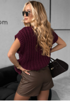 Krátka sweterkowa Vesta z guzikami Autumn Lovers bordová