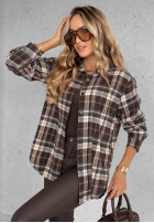 Košeľa w kratę Can You Feel czekoladowo-modrá