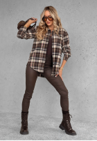 Košeľa w kratę Can You Feel czekoladowo-modrá