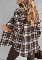 Košeľa w kratę Can You Feel czekoladowo-modrá