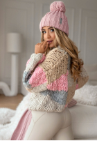 Ozdobnie pleciony Sveter Cozy Cuddles różowo-béžový