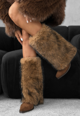 Semišové kotníkové topánky s kožušinou White Angels ťavie