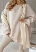 Dlhý Sveter oversize Cozy Weather svetlobéžový