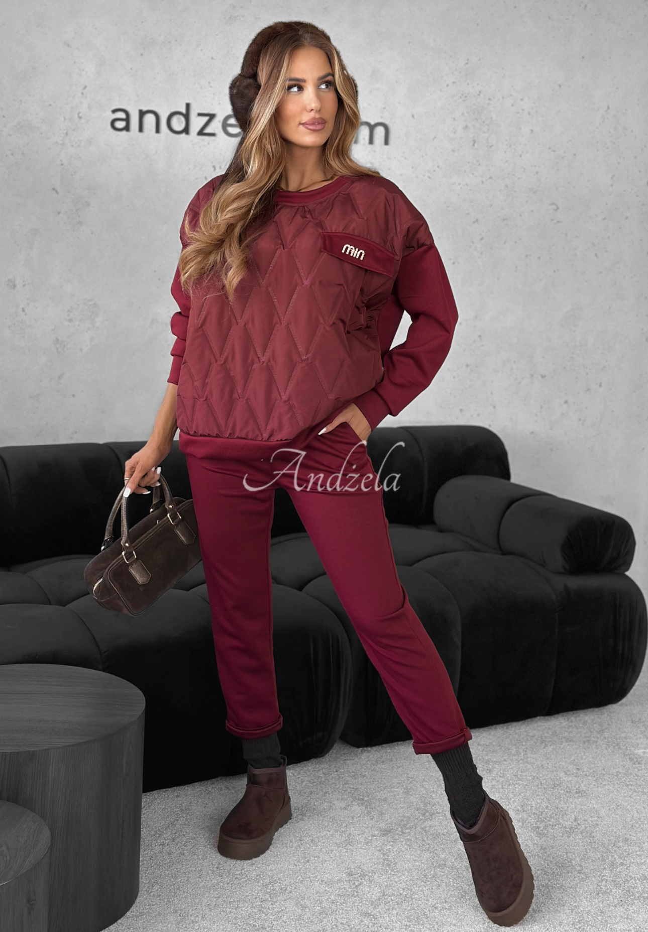 Tepláková súprava mikina a nohavice Inside Out bordová