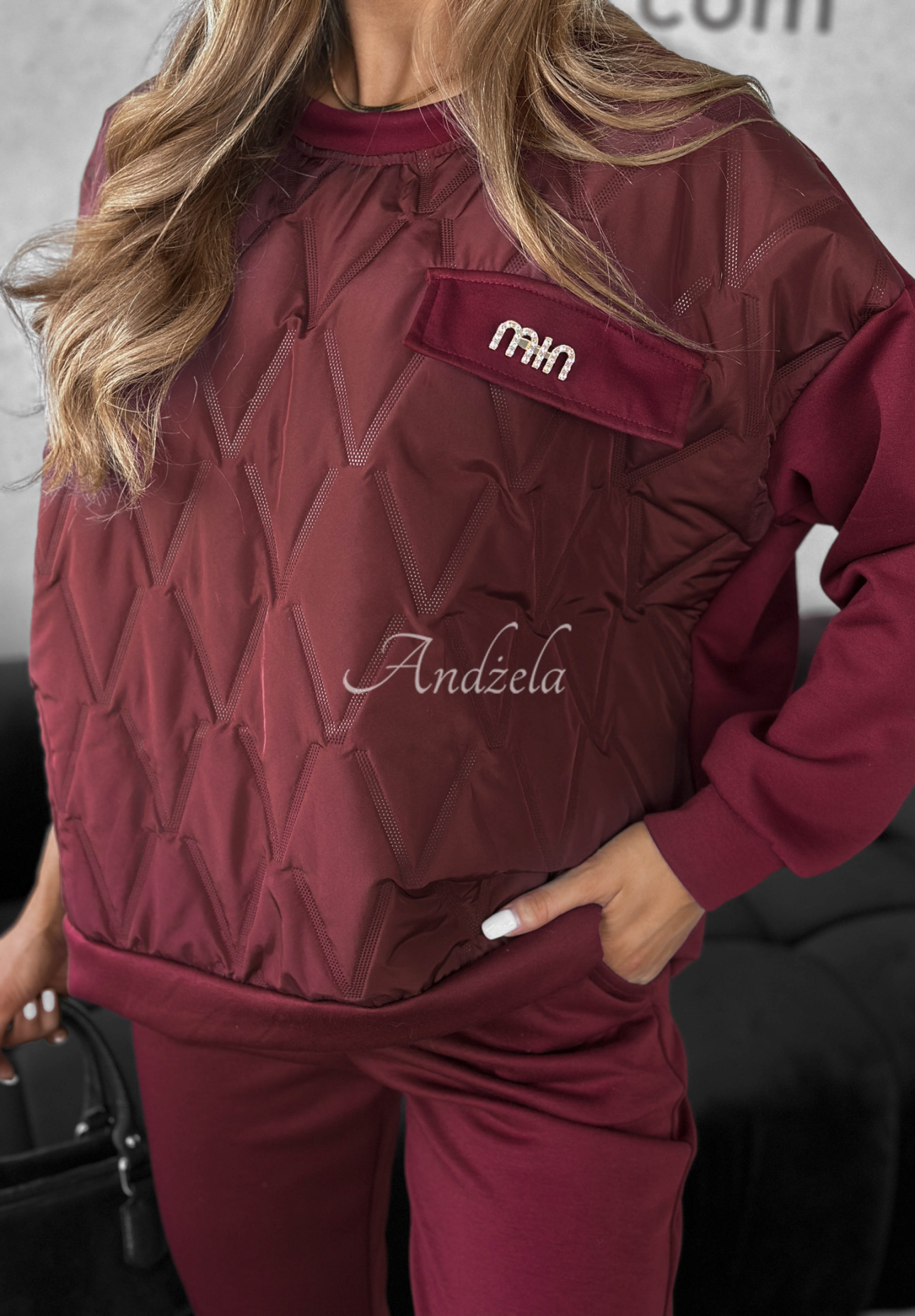 Tepláková súprava mikina a nohavice Inside Out bordová