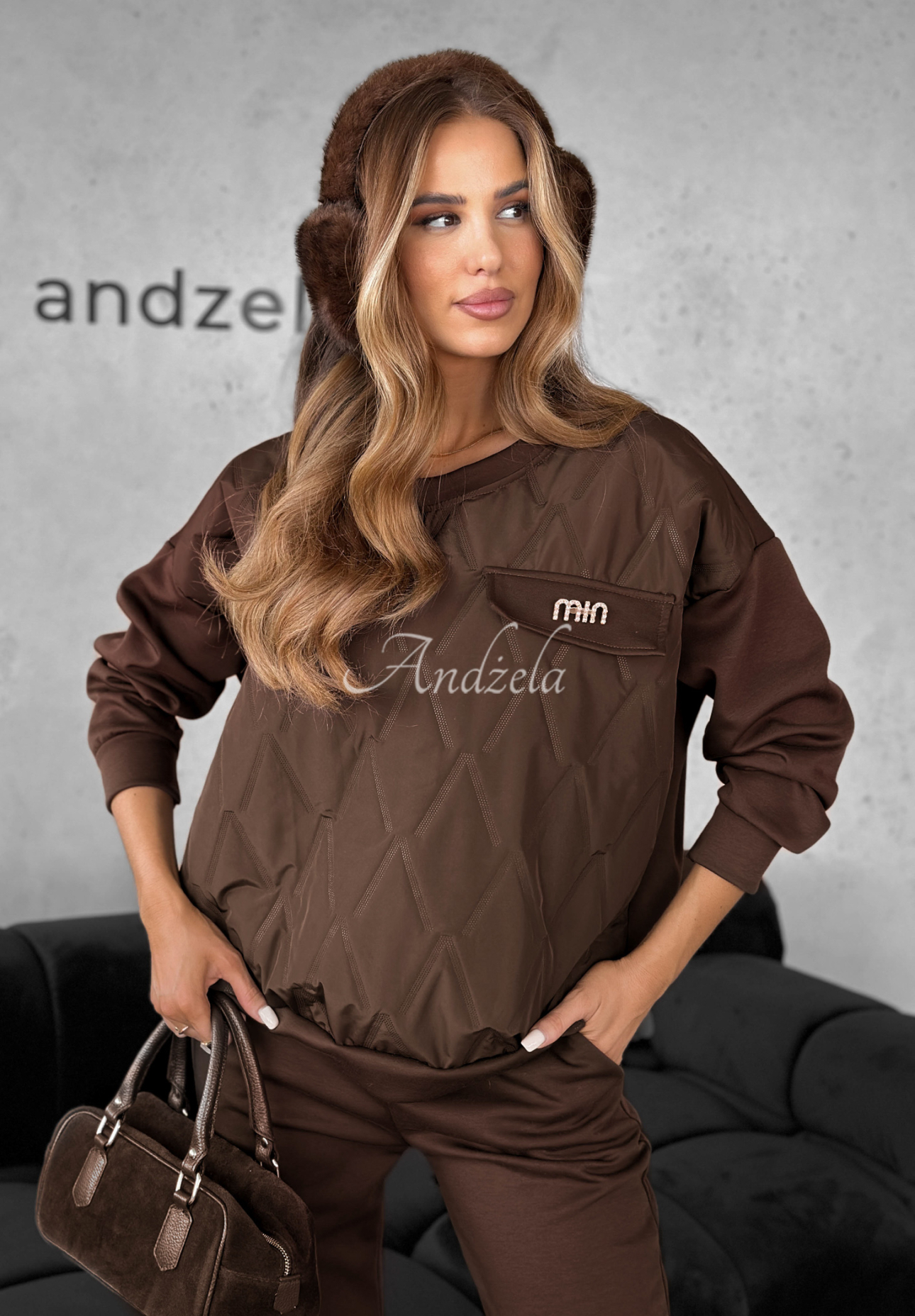 Tepláková súprava mikina a nohavice Inside Out čokoládový