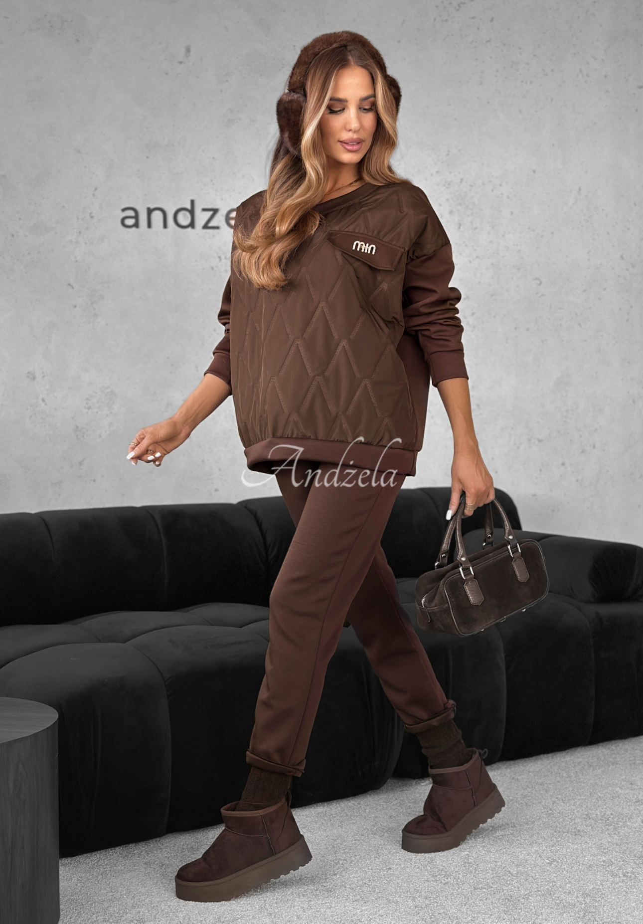 Tepláková súprava mikina a nohavice Inside Out čokoládový