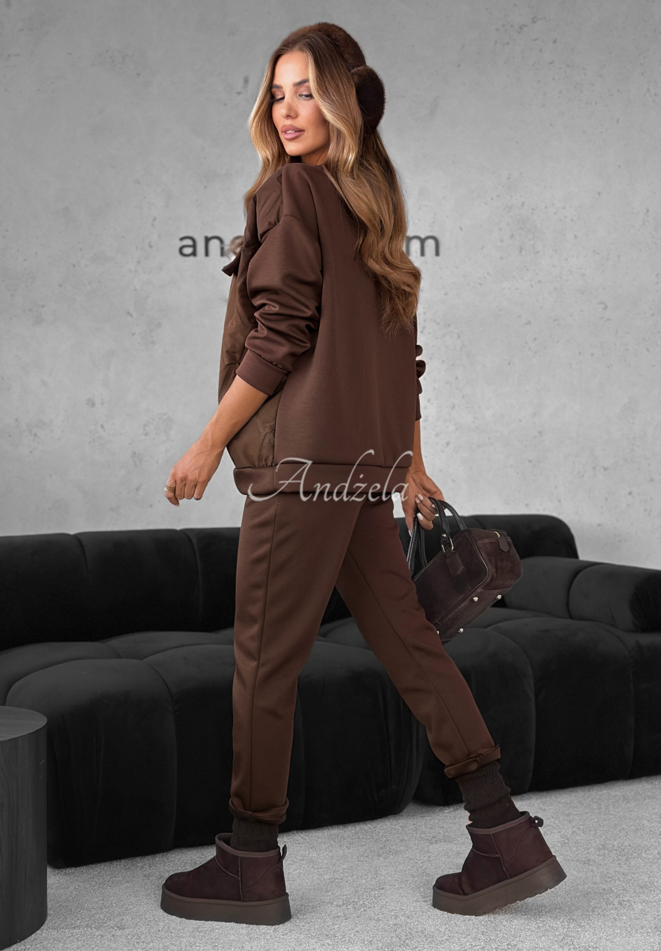 Tepláková súprava mikina a nohavice Inside Out čokoládový