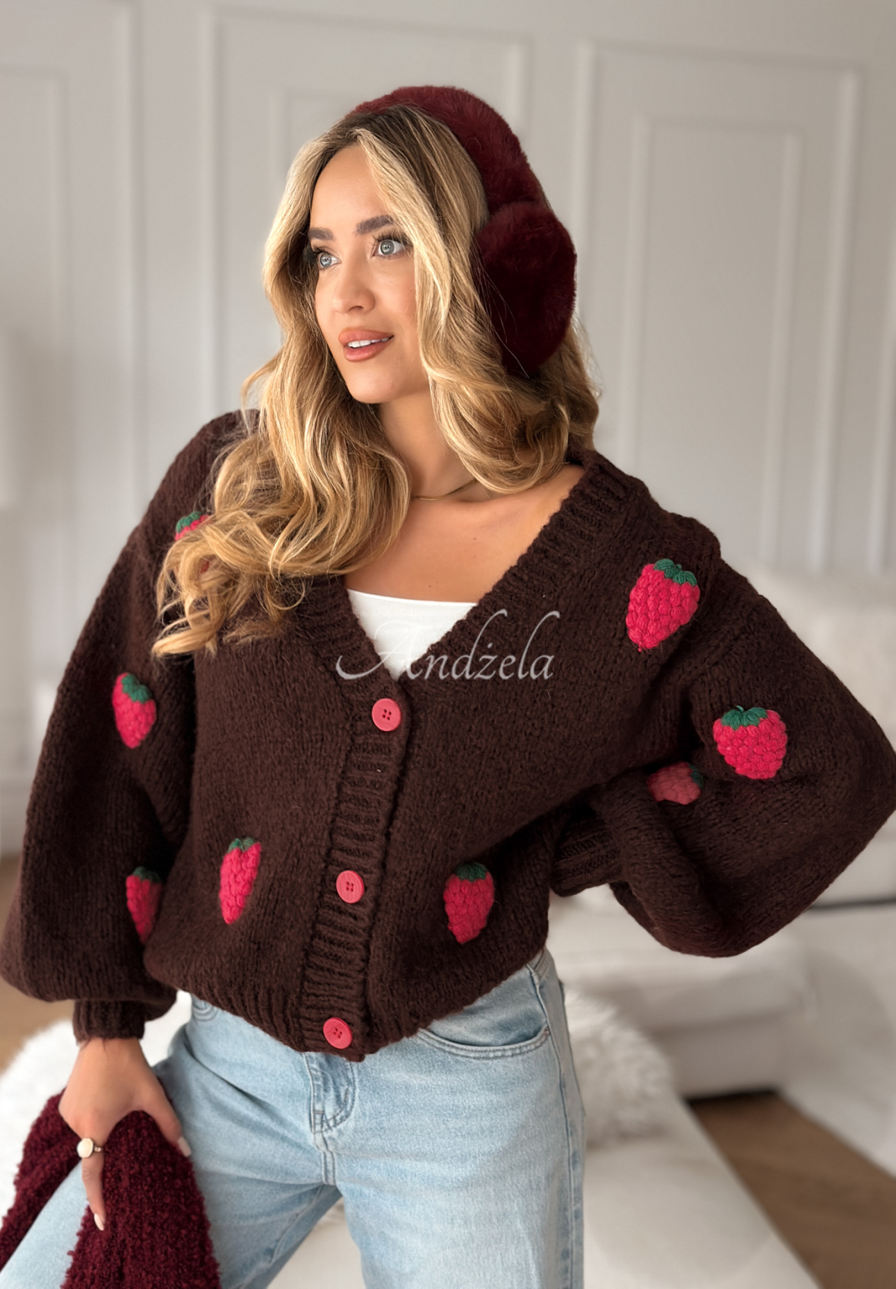 Zapínaný kardigán Berry Lover čokoládový