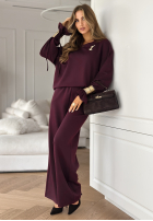 Tepláková súprava s viskózou a náramkami Fit&Glam bordová