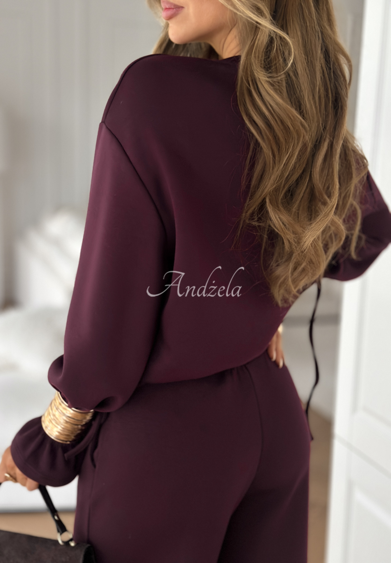 Tepláková súprava s viskózou a náramkami Fit&amp;Glam bordová