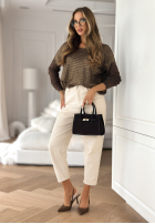 Ażurowa Sveter z nadrukiem Rainy Plans čokoládový