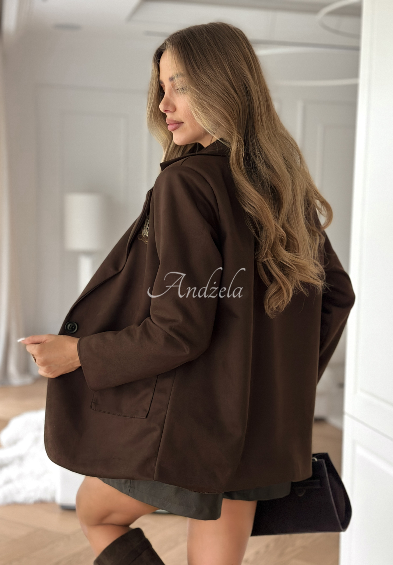 Semišové sako Am I Wrong čokoládová