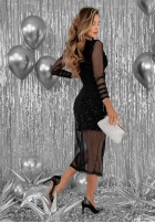 Siateczkowa Šaty z marszczeniem i dżetami Lights On Me čierna