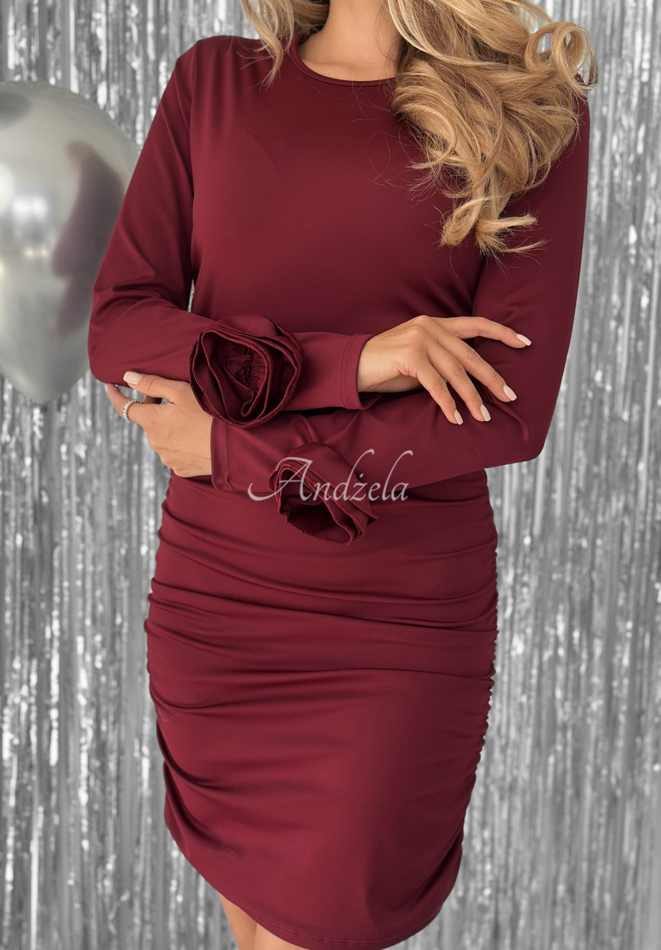 Minišaty s riasením Private Party bordová