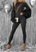 Dlhý dopasowany Overal z wycięciem Not Sure Yet čierne