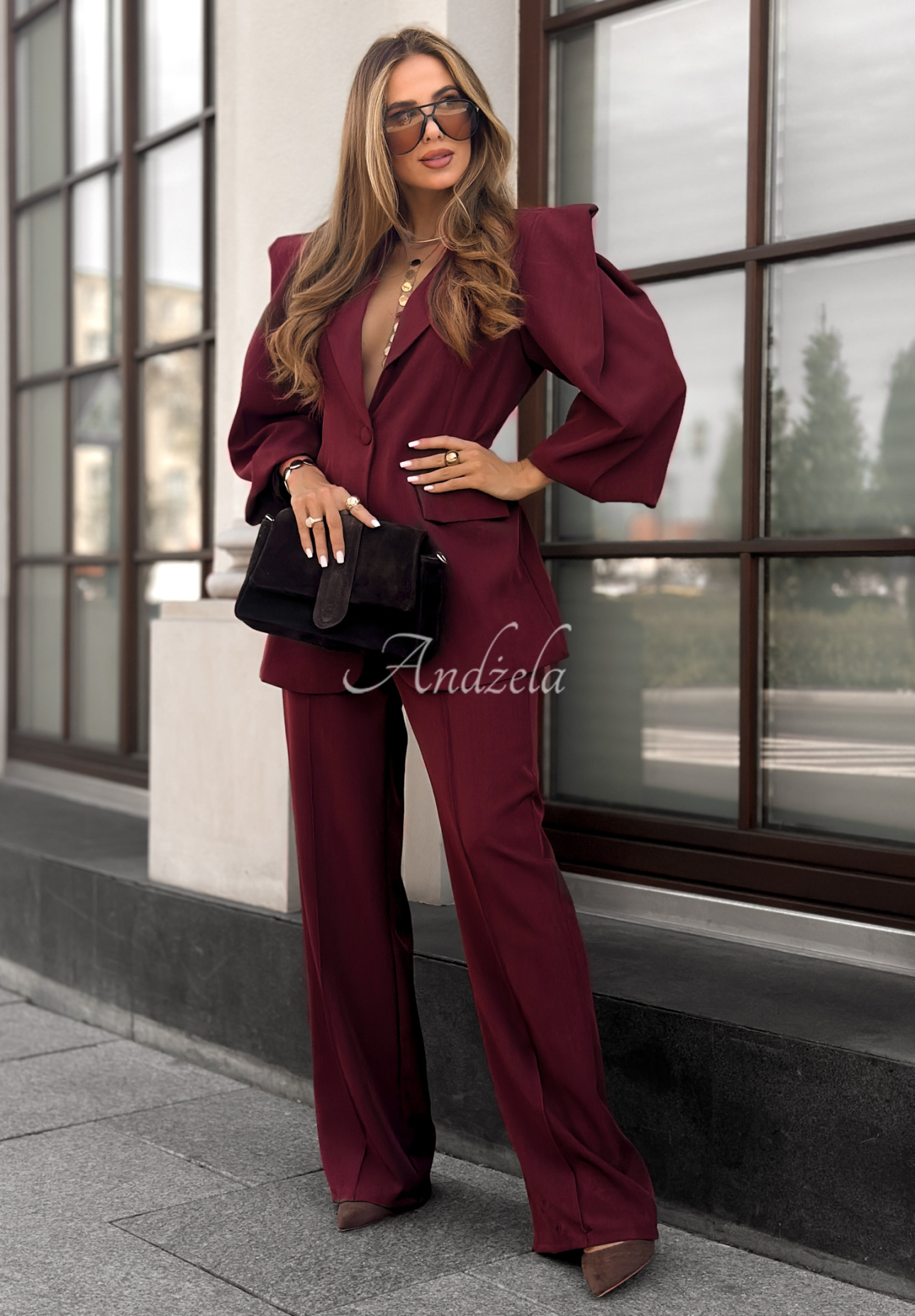 Súprava sako a nohavice Too Late To Ask bordová