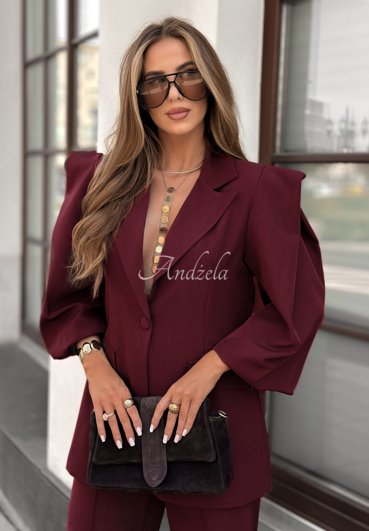 Súprava sako a nohavice Too Late To Ask bordová