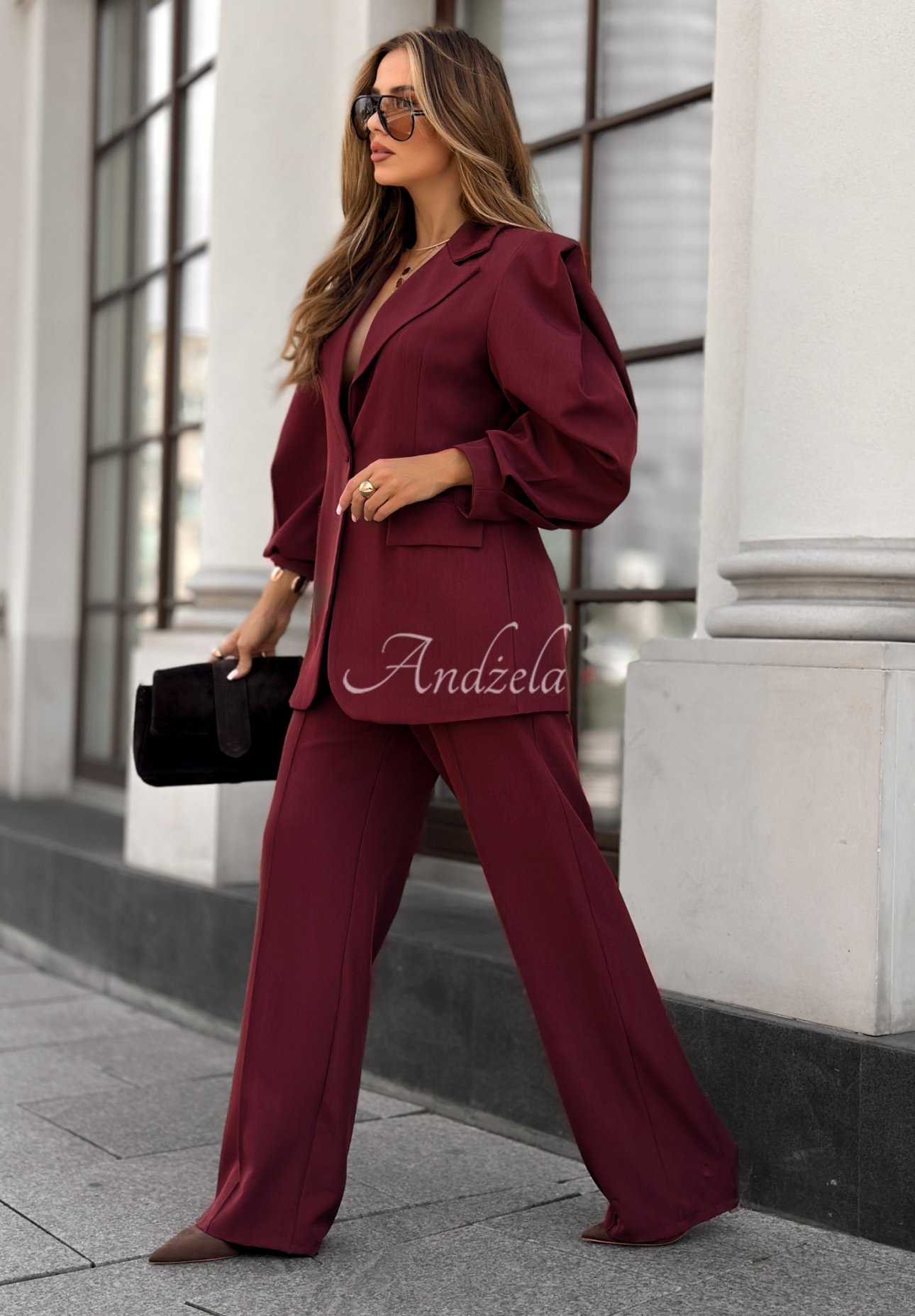 Súprava sako a nohavice Too Late To Ask bordová