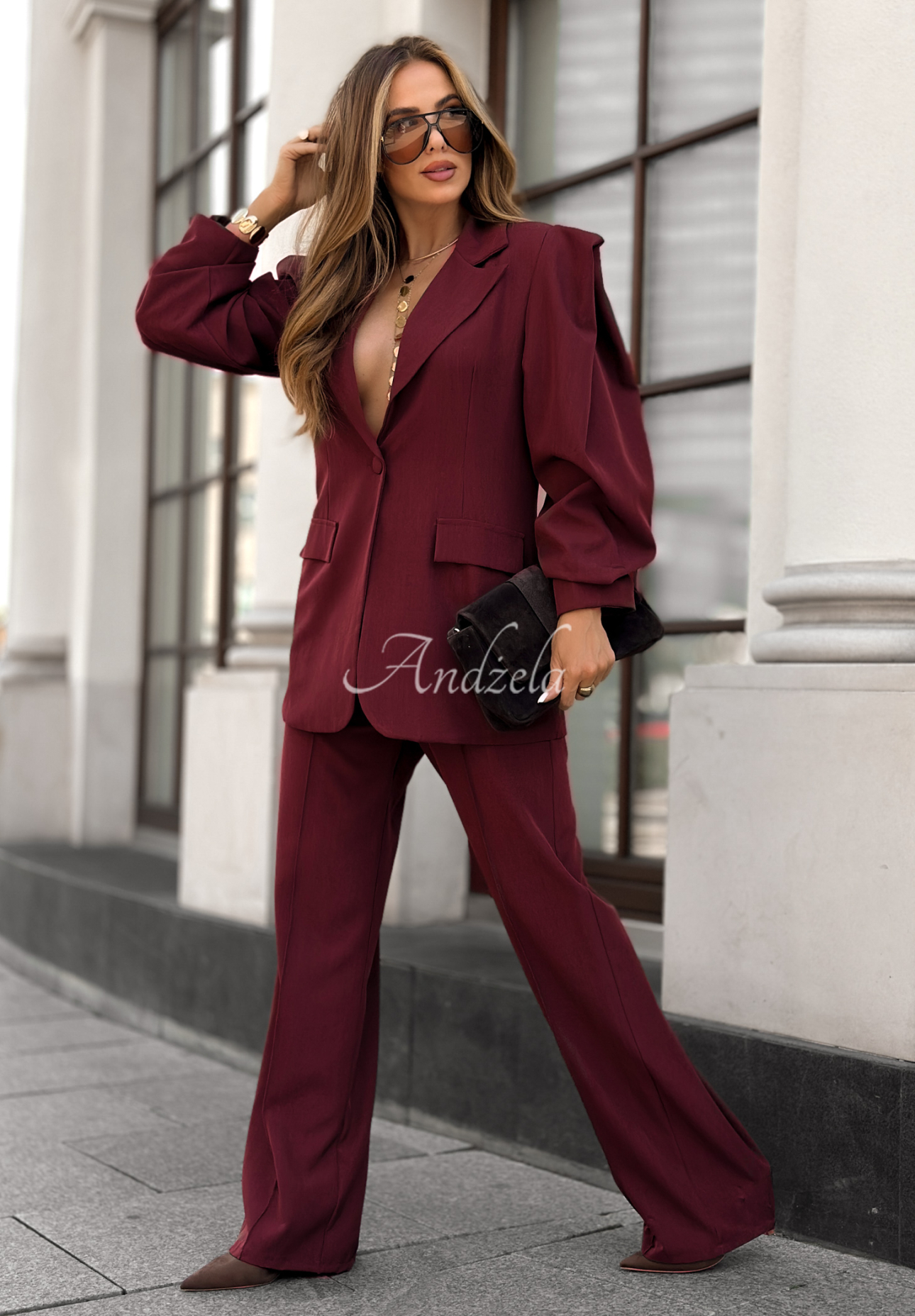 Súprava sako a nohavice Too Late To Ask bordová