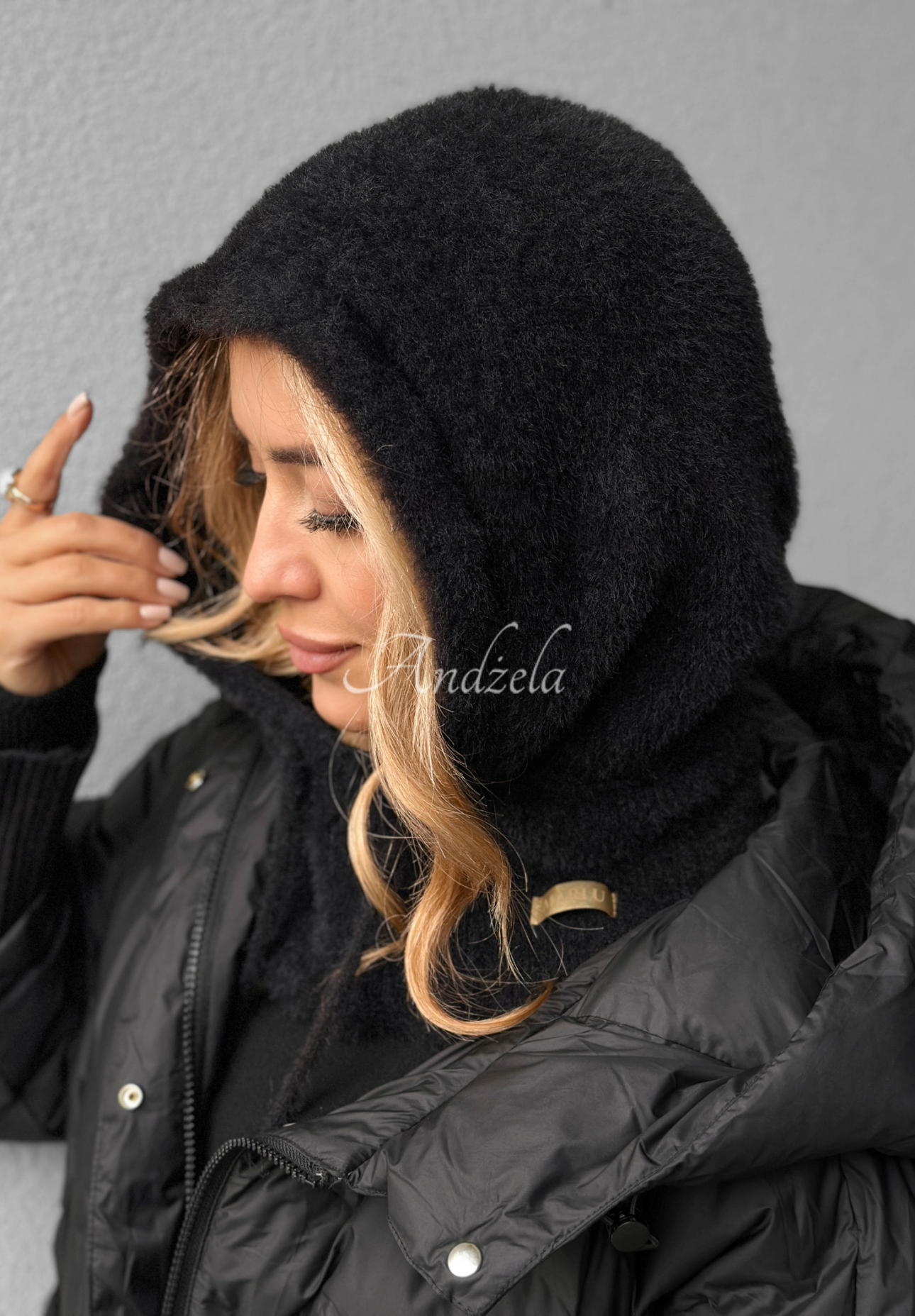 Nákrčník s kapucňou balaclava alpaka Long Nights čierne