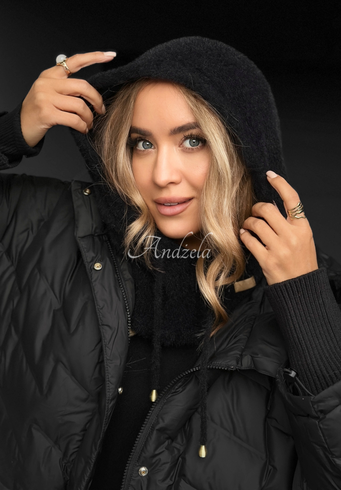 Nákrčník s kapucňou balaclava alpaka Long Nights čierne