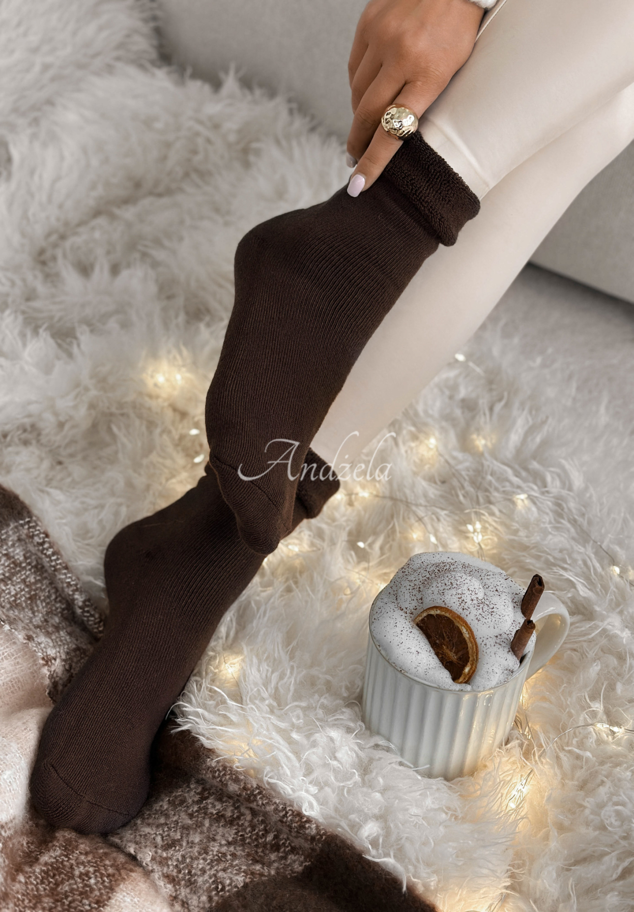 Dlhé ponožky Cozy Mood čokoládové