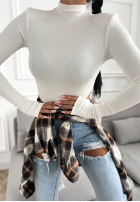 Blúzka longsleeve z półgolfem First Of All ecru