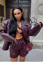 Krótkie skórzane spodenki La Milla Back To Me bordové