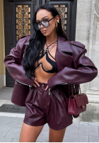 Krátke kožené šortky La Milla Back To Me bordové