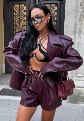 Krátke kožené šortky La Milla Back To Me bordové