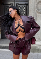 Krótkie skórzane spodenki La Milla Back To Me bordové