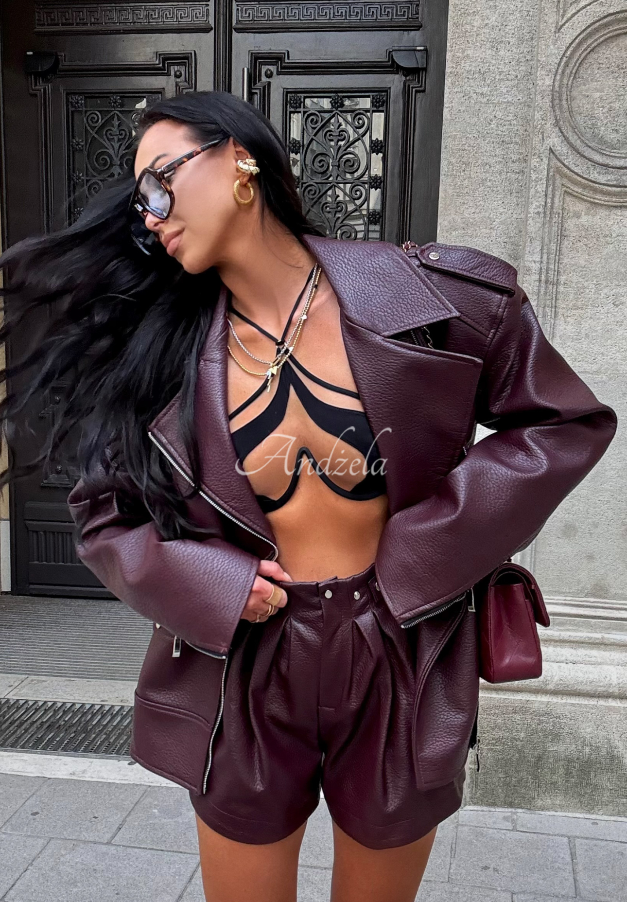 Krátke kožené šortky La Milla Back To Me bordové