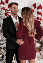 Šaty z bufkami i paskiem Crazy About You  bordová