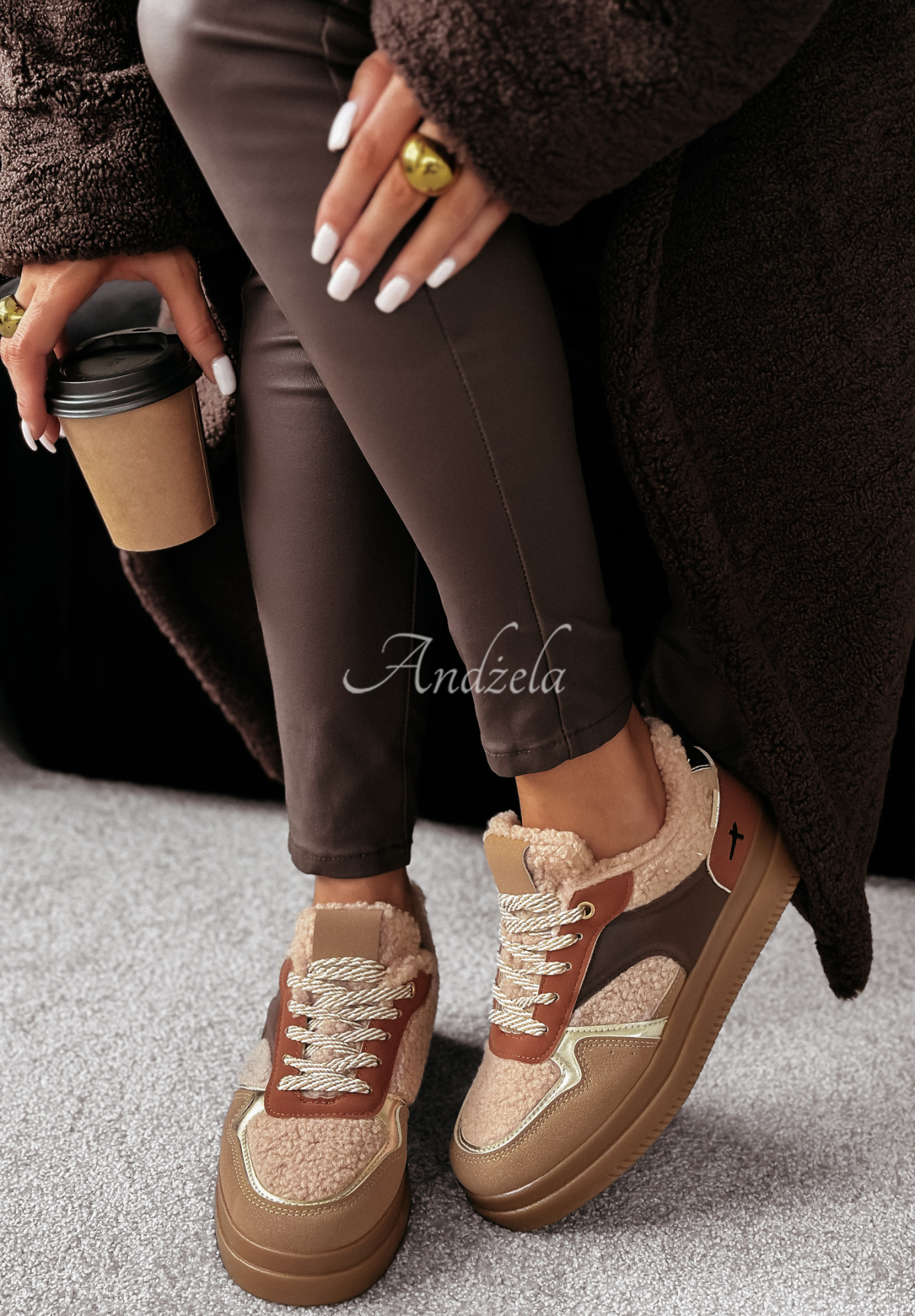 Tenisky s kožušinou Crispy Fall ťavie