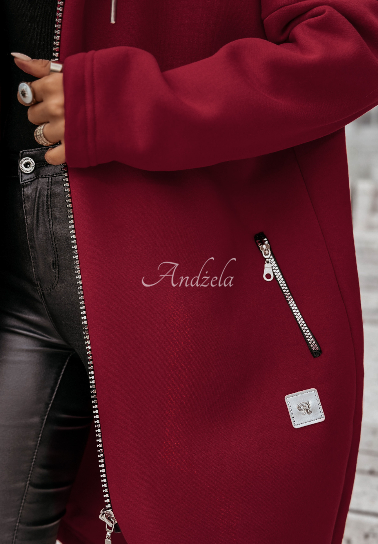 Dlhá mikina s kapucňou Peaceful Mind bordová