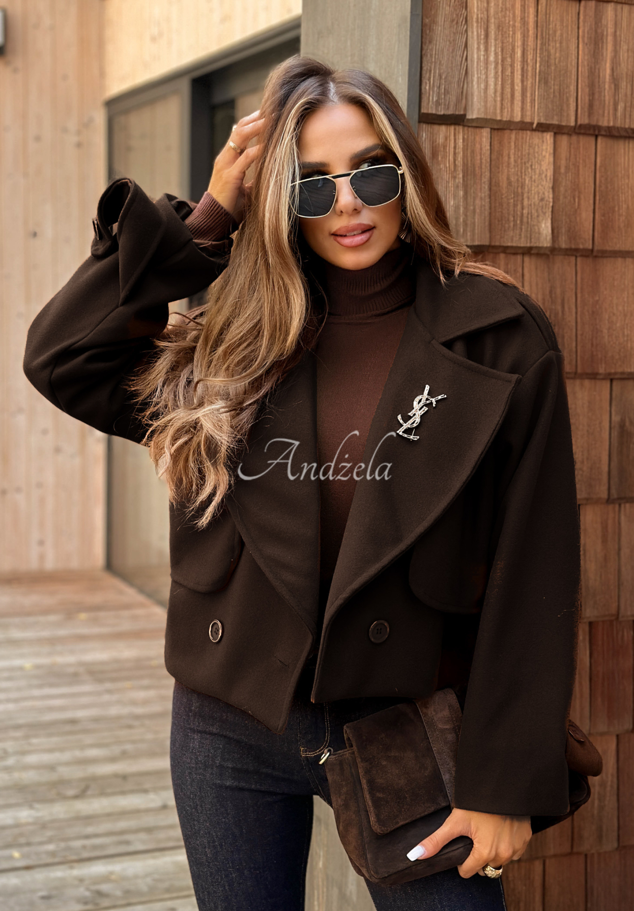 Krátky kabát West Chicago tmavo čokoládový