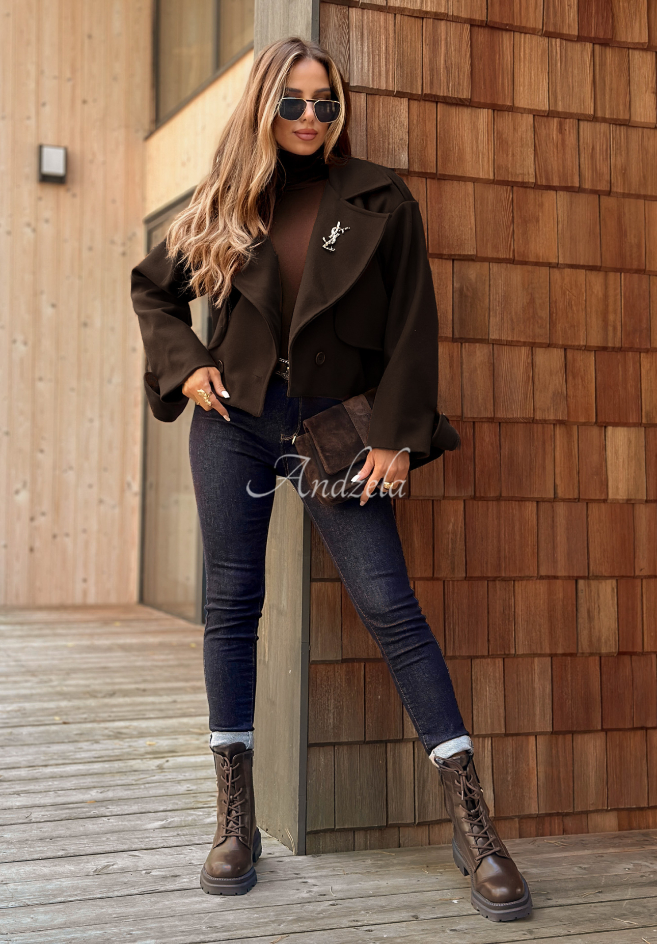 Krátky kabát West Chicago tmavo čokoládový