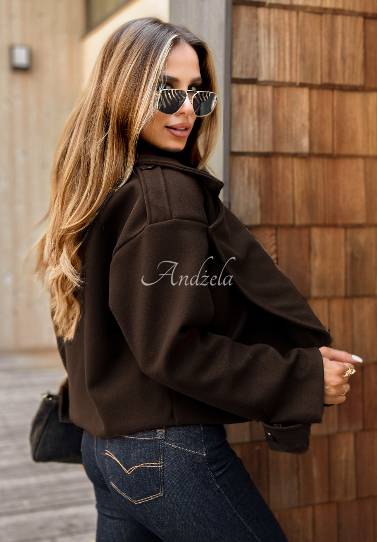 Krátky kabát West Chicago tmavo čokoládový