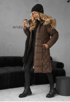 Prešívaná Bunda z futerkiem Autumn Rush čokoládová