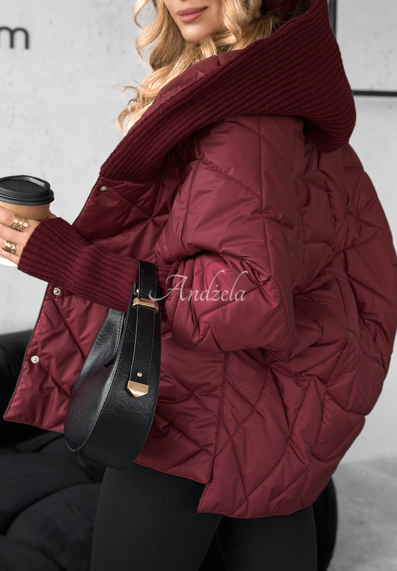 Bunda oversize s kapucňou Sancha bordová