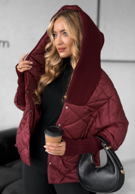 Bunda oversize s kapucňou Sancha bordová