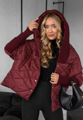 Bunda oversize s kapucňou Sancha bordová