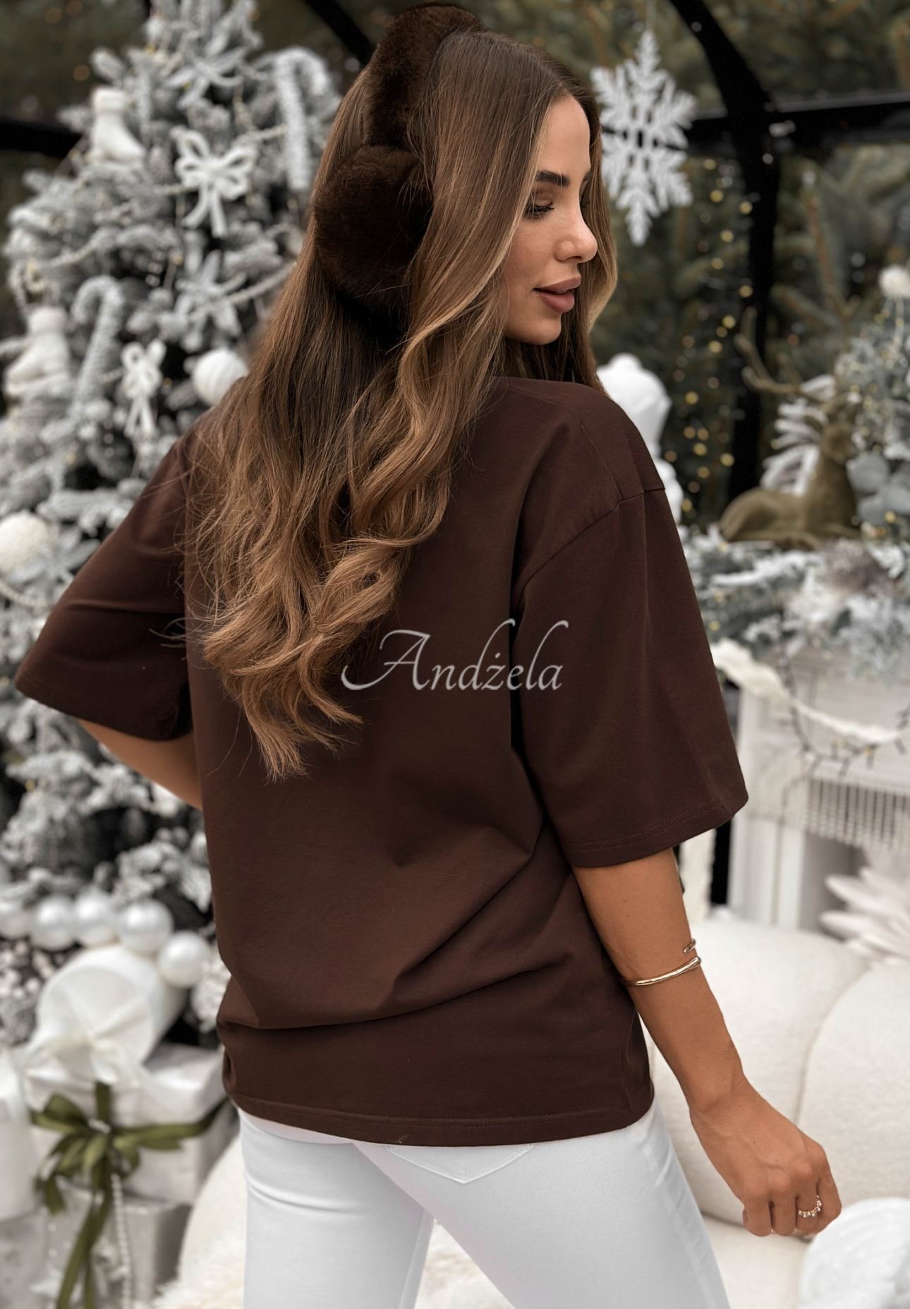 Vianočné tričko s potlačou Merry Times čokoládový