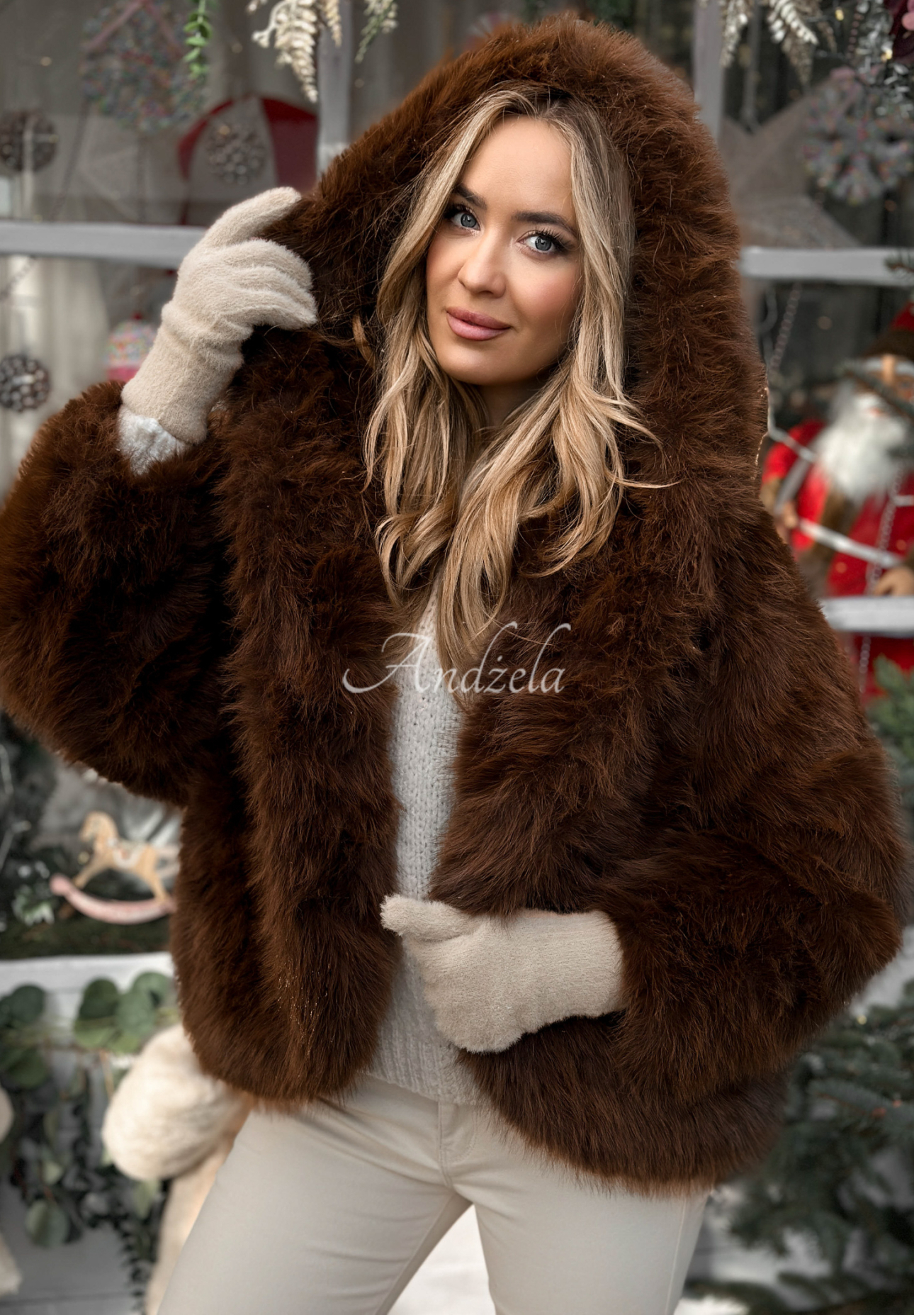 Krátka bunda kožúšok Rainy Mood čokoládové