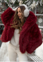 Krátka Bunda futerko Rainy Mood bordové