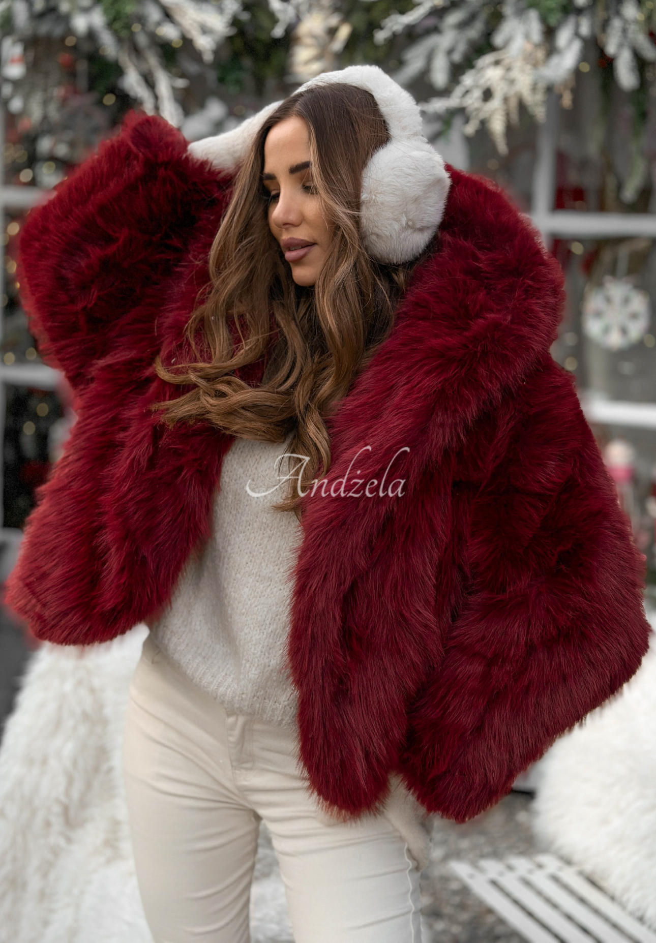 Krátka bunda kožúšok Rainy Mood bordové