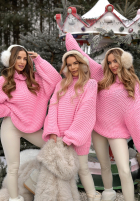 Pleciony Sveter z wełną Winter Is In The Air ružový