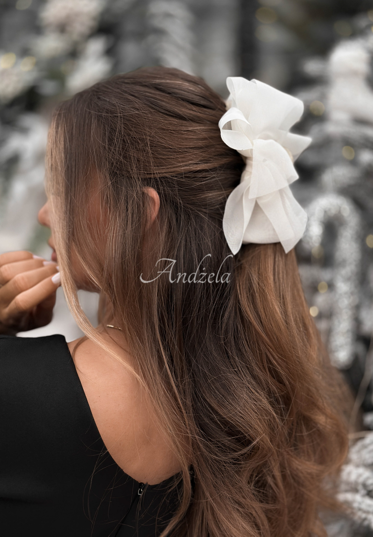 Sponka do vlasov s mašľou Belle Tie ecru